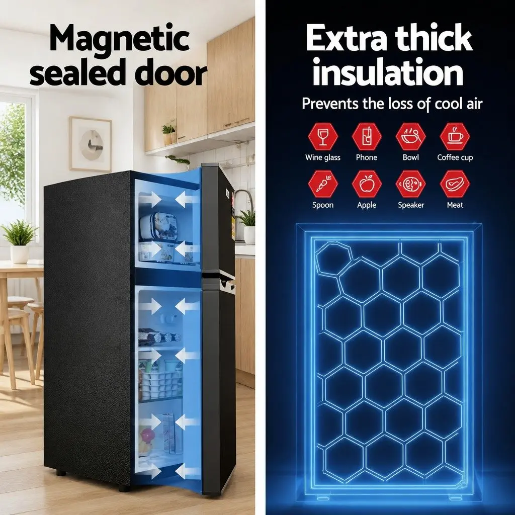 Mini Freezer Bar Fridge 85L Compact Cooling Appliance Twin Temperature Zones Black