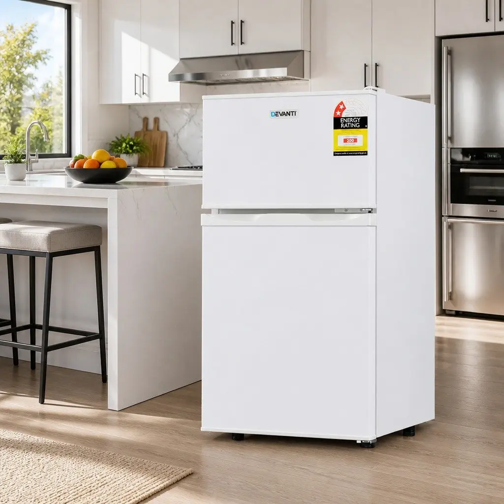 Mini Freezer Bar Fridge 85L White Dual Temperature Zone Compact Refrigerator