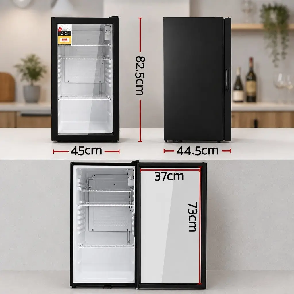 Bar Fridge Glass Door 78L Compact Countertop Beverage Cooler