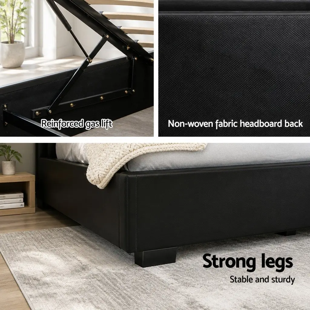 Queen Size Bed Frame with Gas Lift & LED