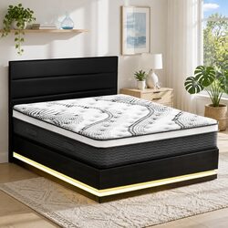 Your Perfect Queen Bed Frame with LED Lighting & Mattress