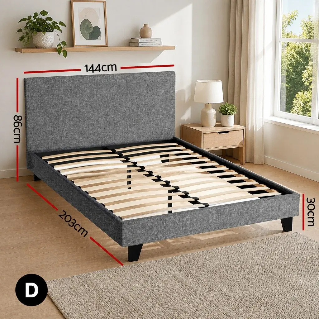 Grey Upholstered Double Bed Frame