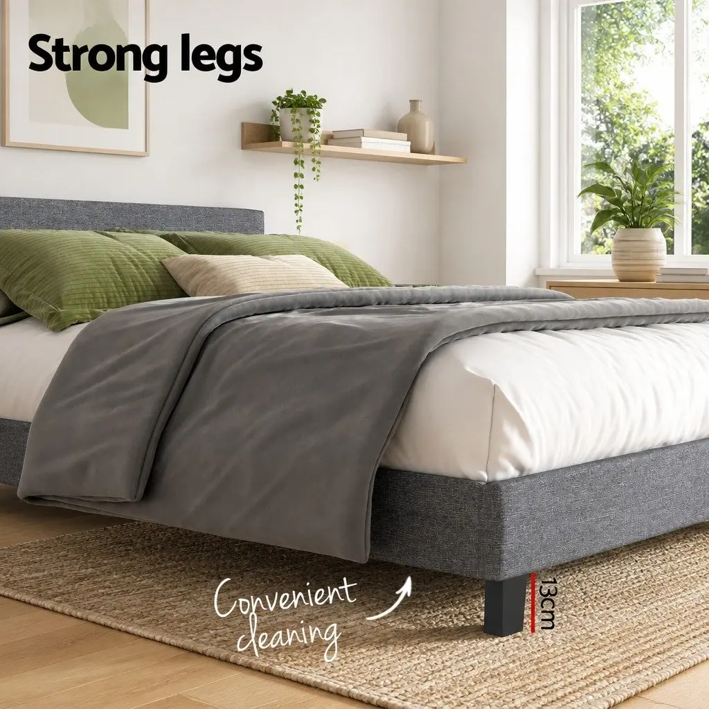 Grey Upholstered Double Bed Frame