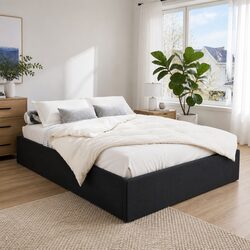 Charcoal Gas Lift Bed Frame: Double Size with Storage Base