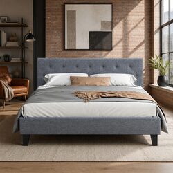 Your New Grey Upholstered Queen Bed Frame Awaits