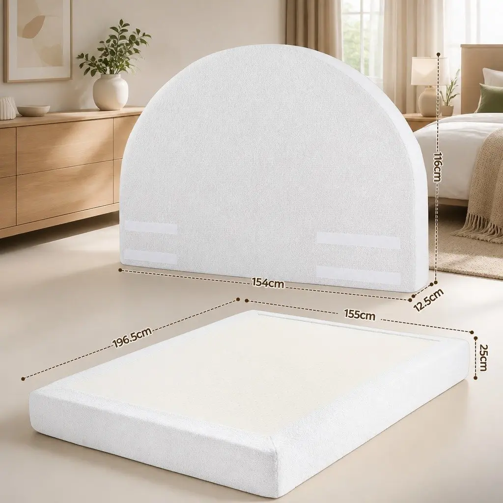 Double Bed Frame Boucle Fabric Vacuum Compressed Tool-Free Instant Expansion Removable Washable Cover