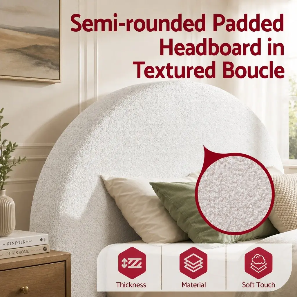 Double Bed Frame Boucle Fabric Vacuum Compressed Tool-Free Instant Expansion Removable Washable Cover