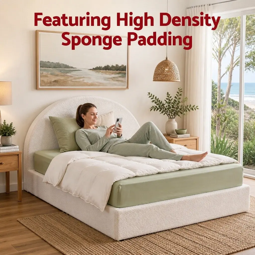 Double Bed Frame Boucle Fabric Vacuum Compressed Tool-Free Instant Expansion Removable Washable Cover
