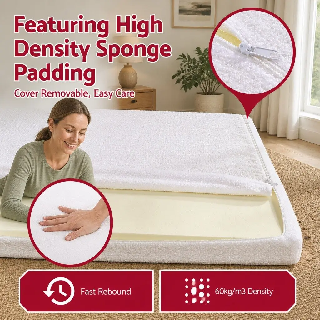 Queen Bed Frame Boucle Fabric Vacuum Compressed No Assembly Removable Washable