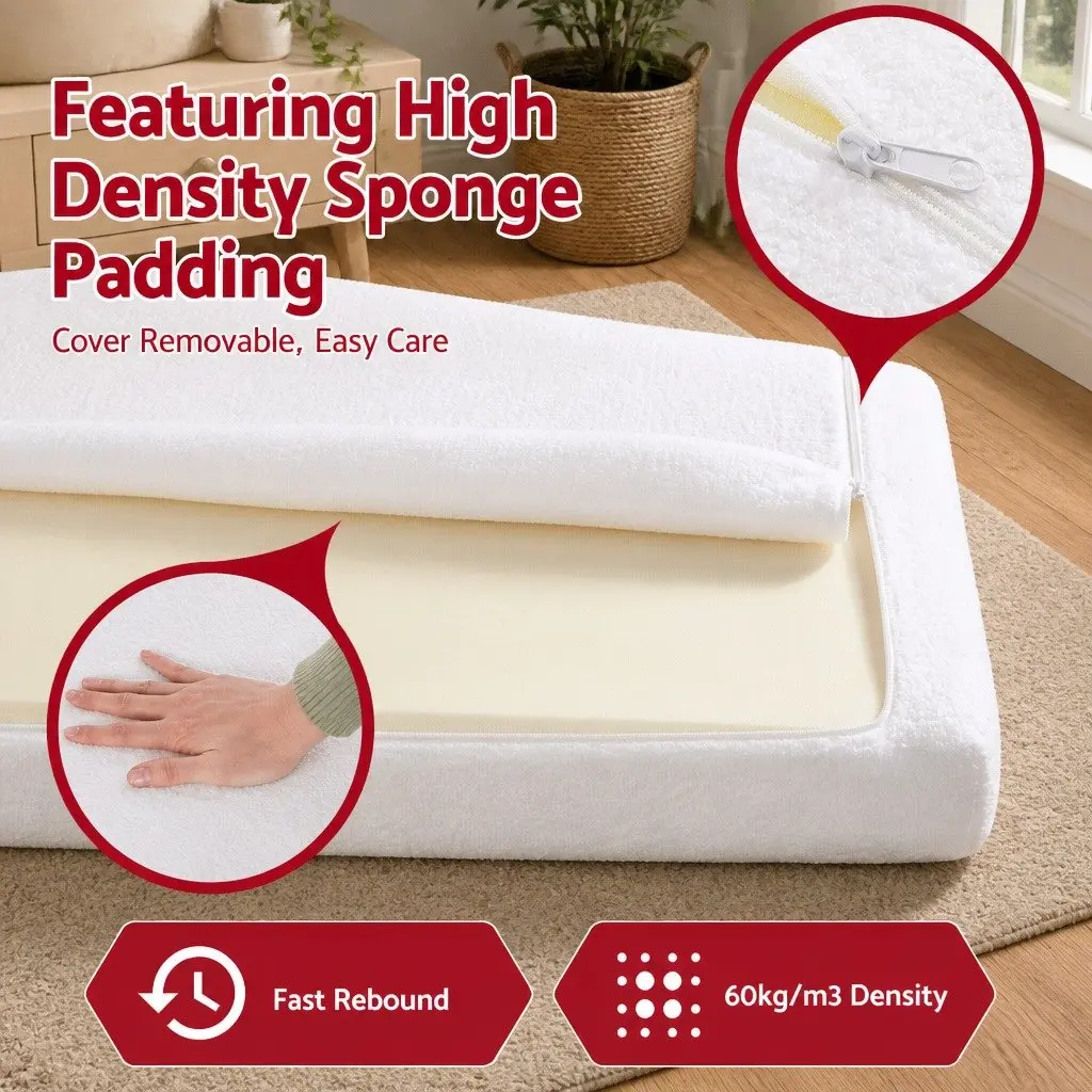 Double Bed Frame Boucle Fabric Tool-free Instant Expansion 155W x 196.5L x 25H cm