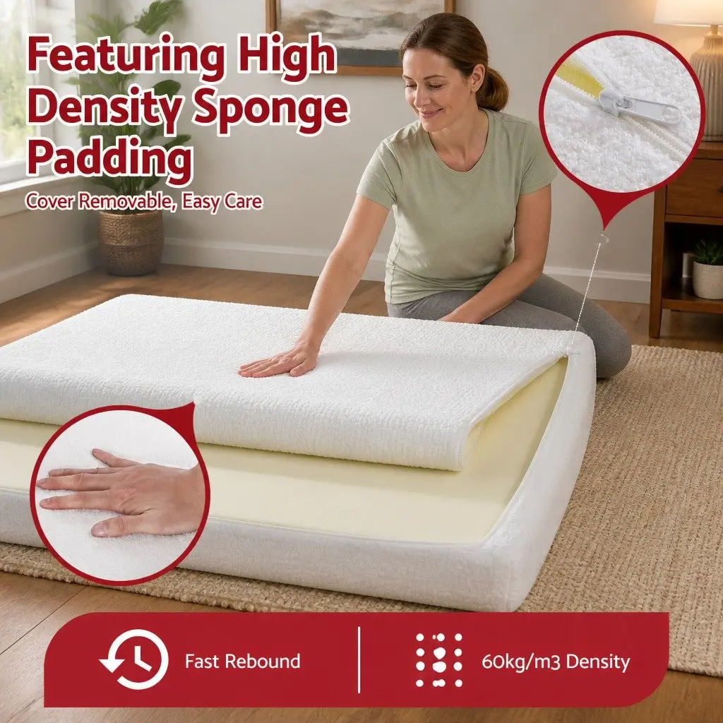 Queen Bed Frame Boucle Fabric Soft Touch Tool-Free Vacuum Compressed White