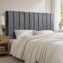 Choose This Stylish Grey Velvet King Headboard