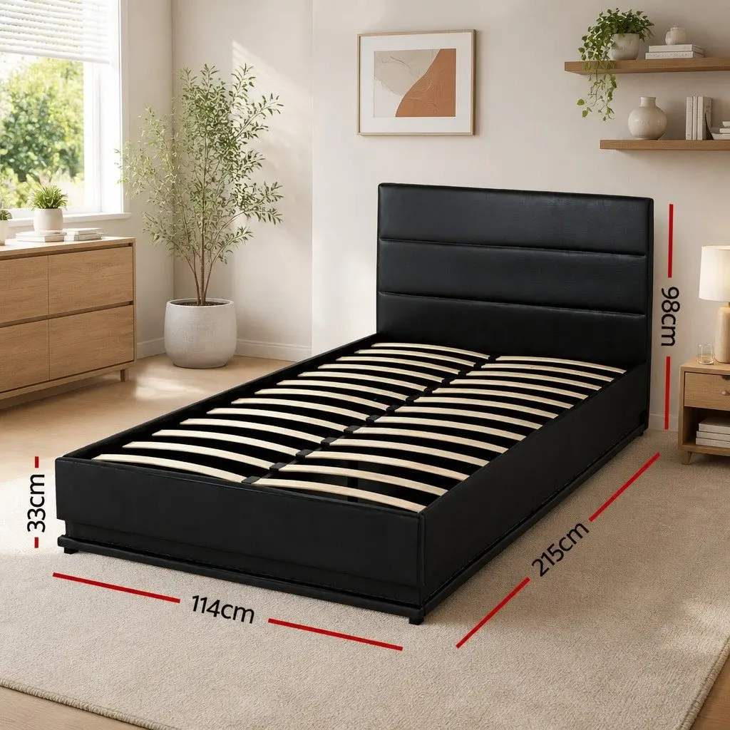 King Single Bed Frame with Storage & LED Lights