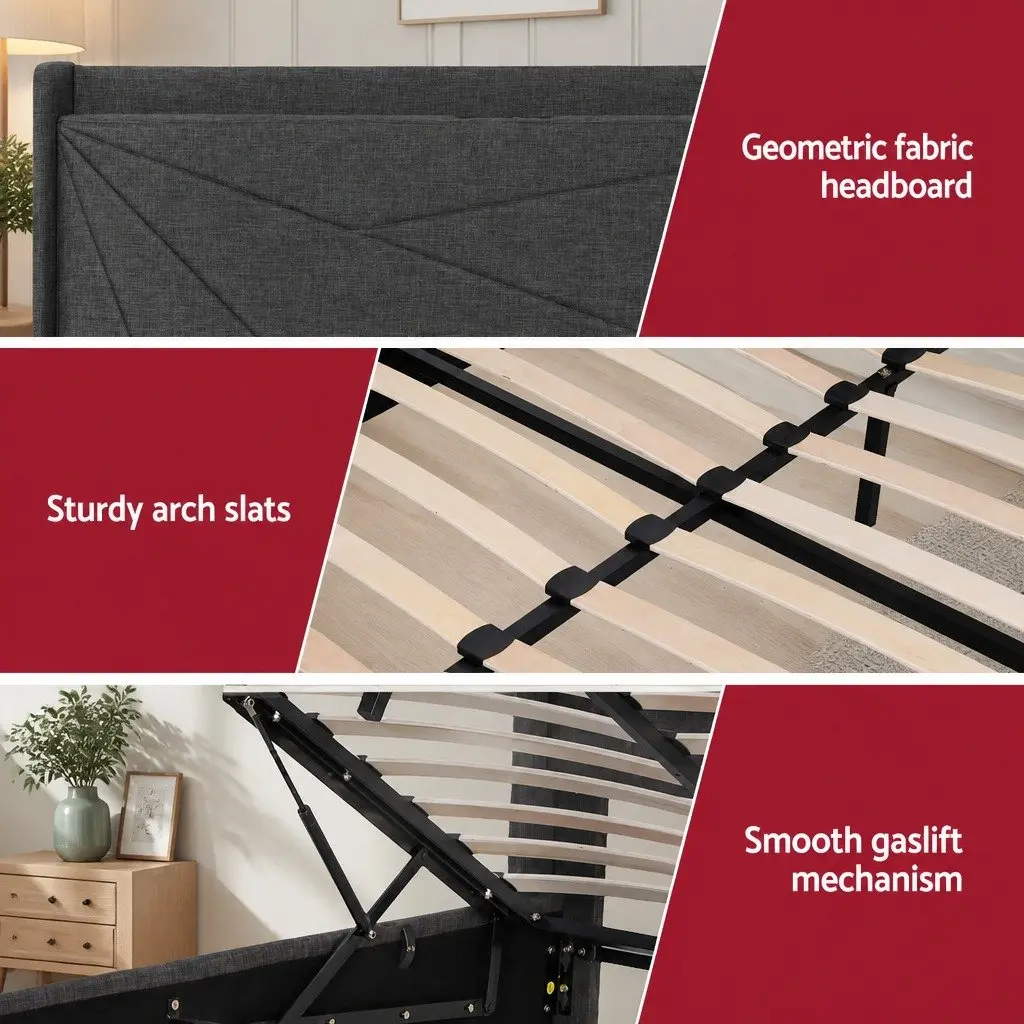 Queen Bed Frame with Storage and Charging Ports