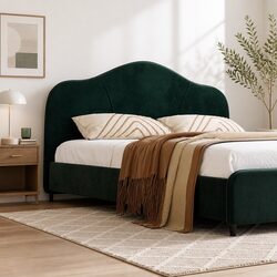 Join the Comfort of a Dark Green Velvet Queen Bed Frame