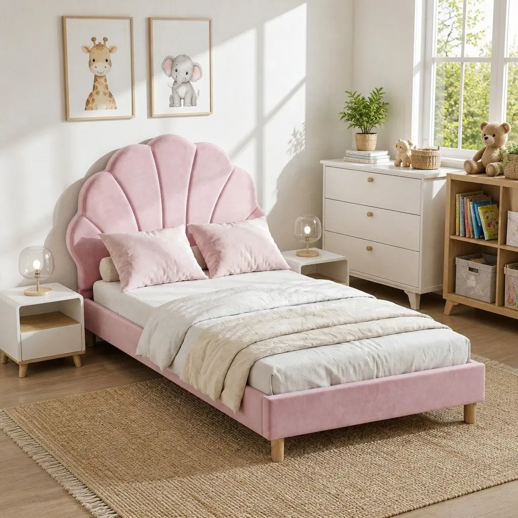 Single Bed Frame with Scallop Headboard