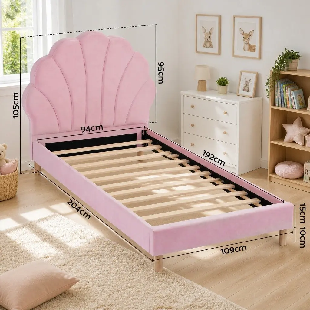 Single Bed Frame with Scallop Headboard