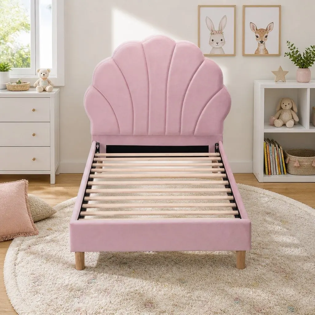 Single Bed Frame with Scallop Headboard
