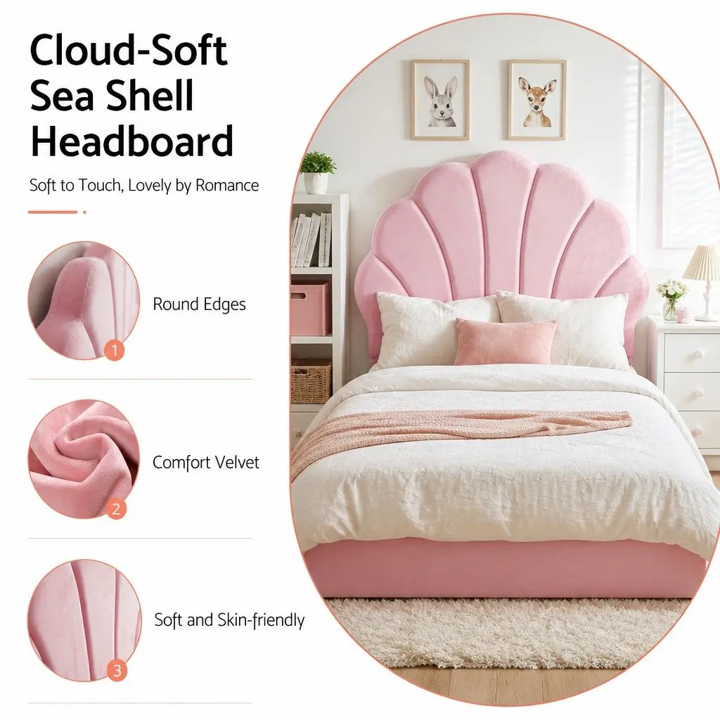 Single Bed Frame with Scallop Headboard