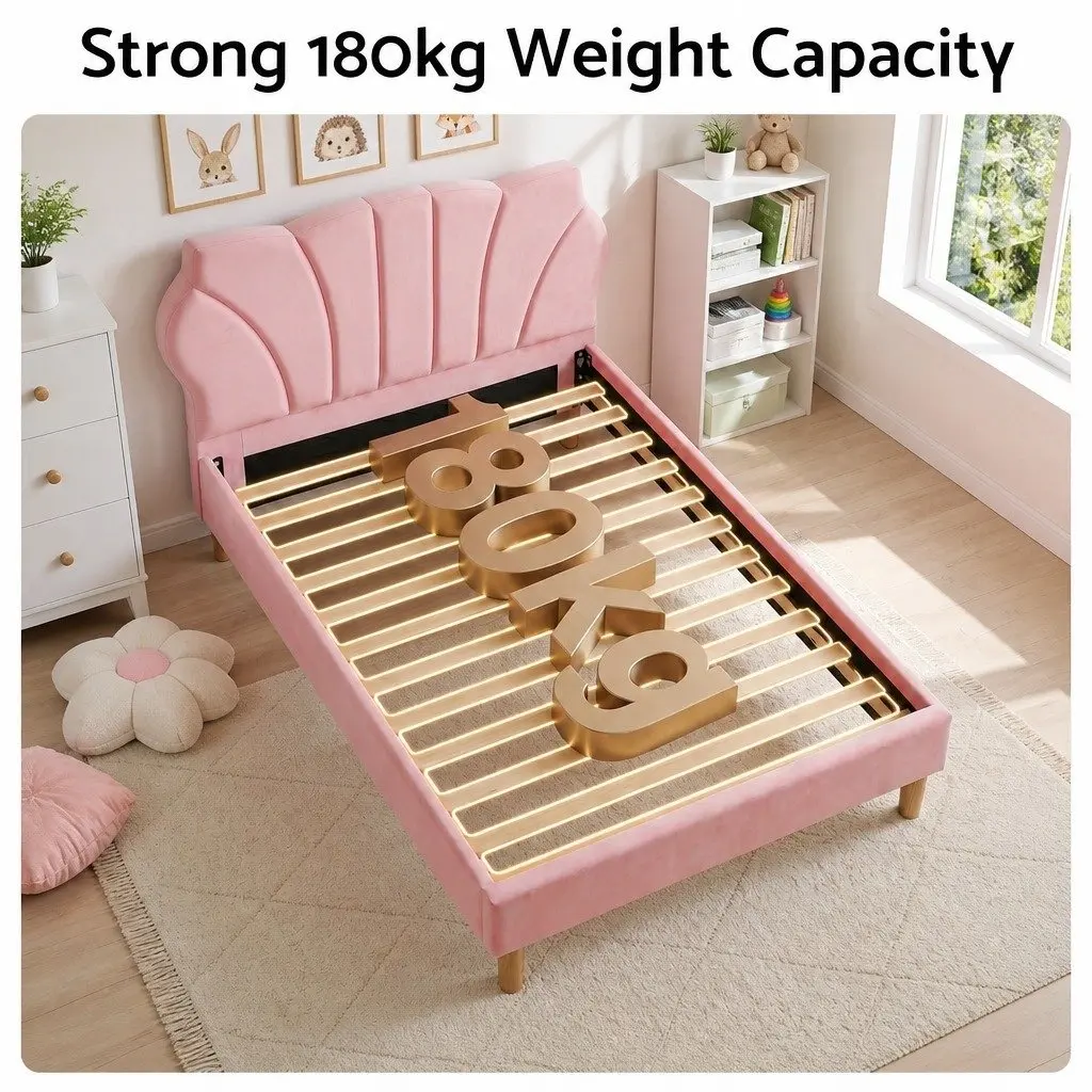 Single Bed Frame with Scallop Headboard