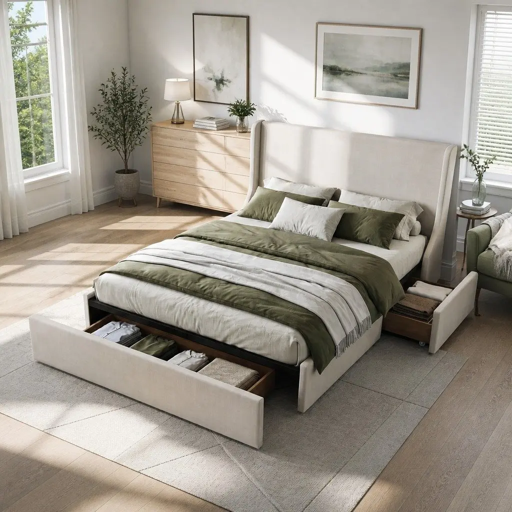 Double Upholstered Bed Frame