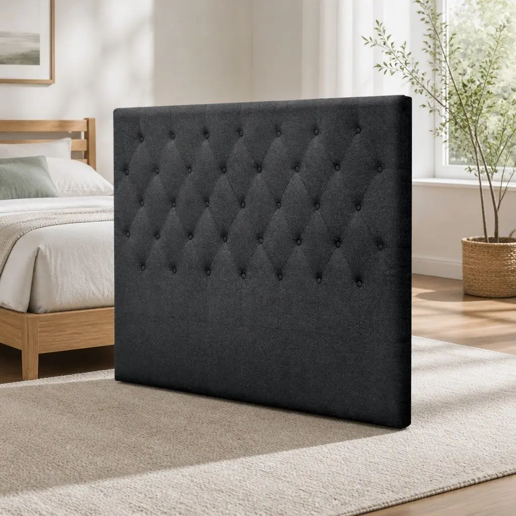Charcoal Upholstered Double Bed Headboard