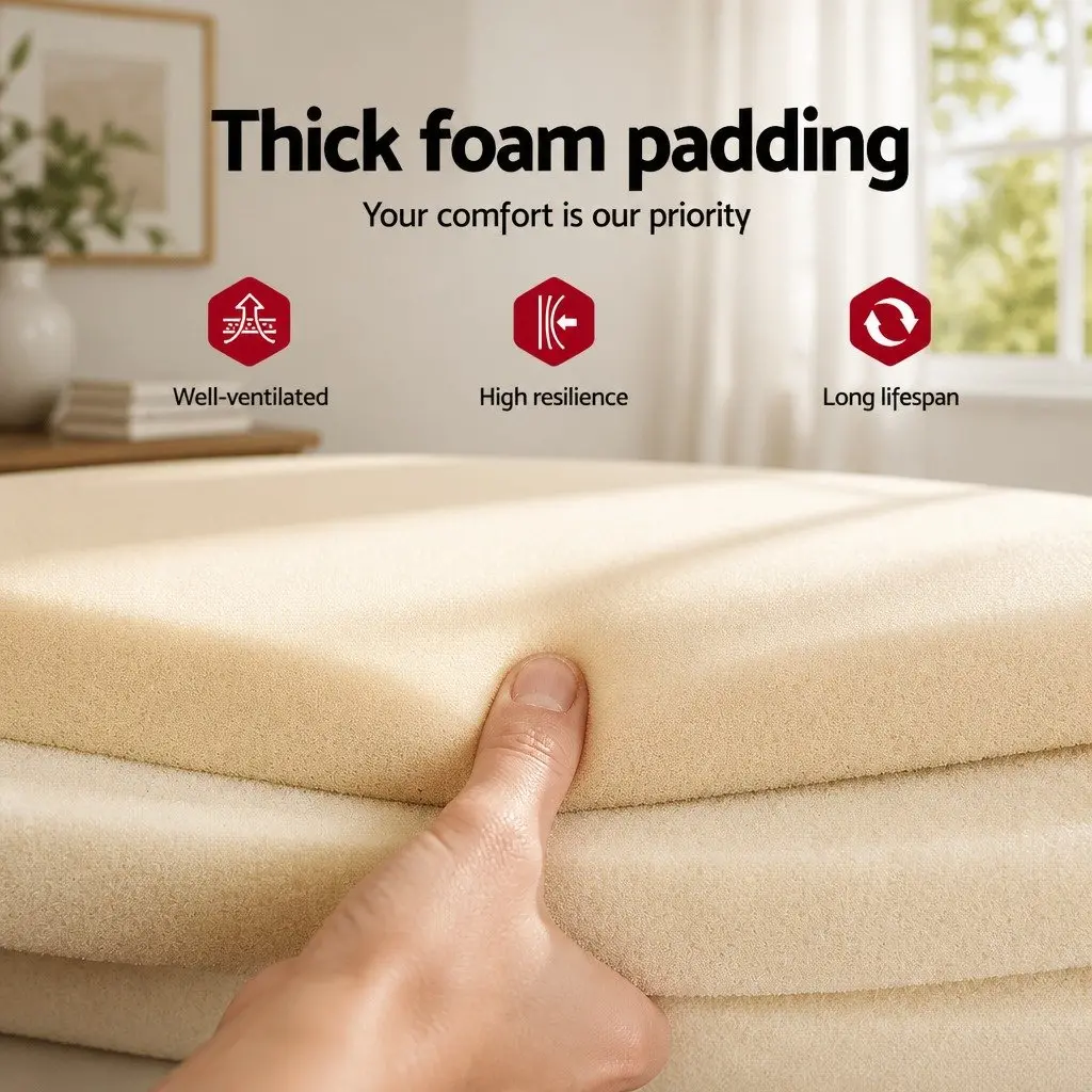 Queen Size Bed Frame Boucle Fabric Upholstered White Bedroom Furniture