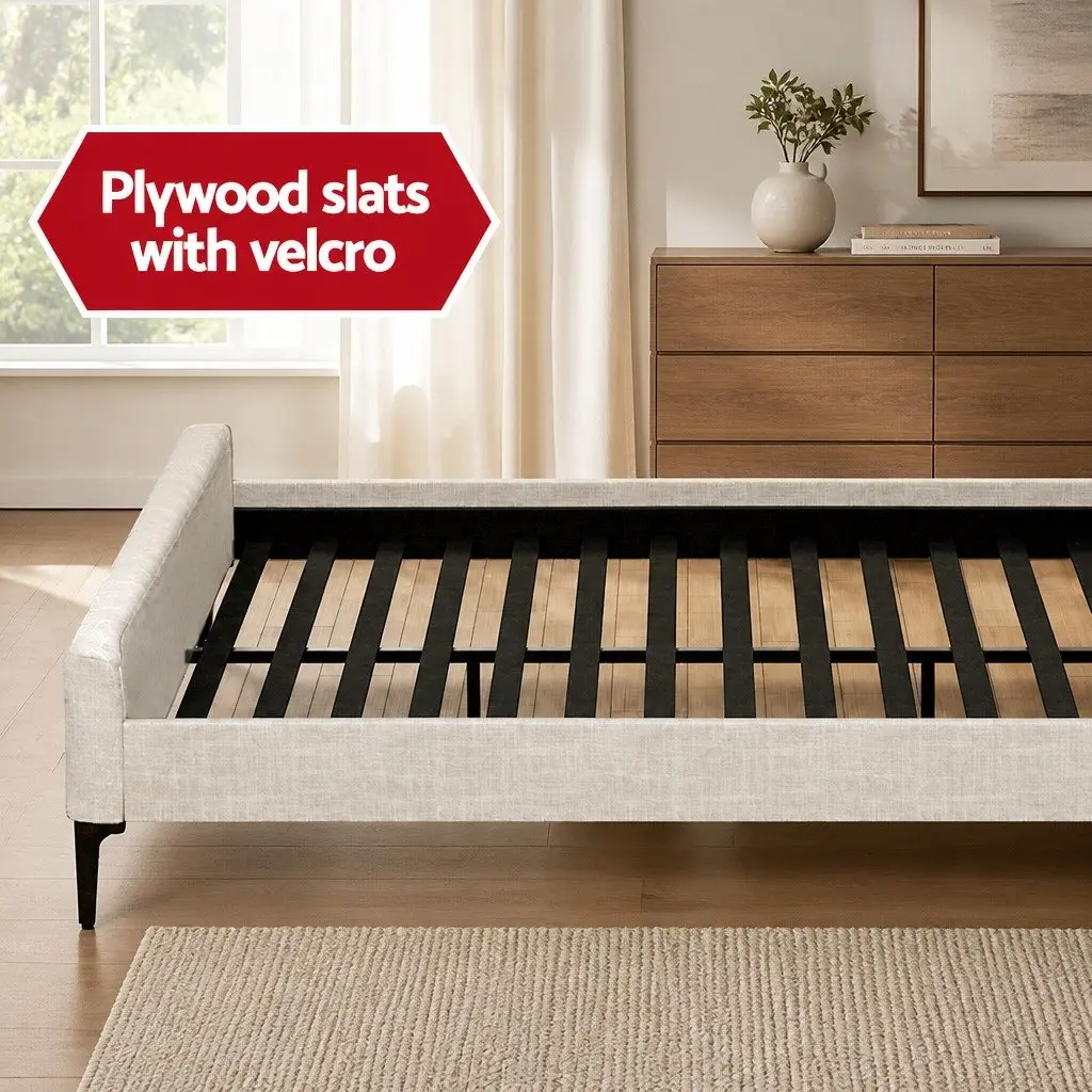 King Bed Frame with Mattress Set Upholstered Platform Base Hybrid Pocket Coil Medium Firm