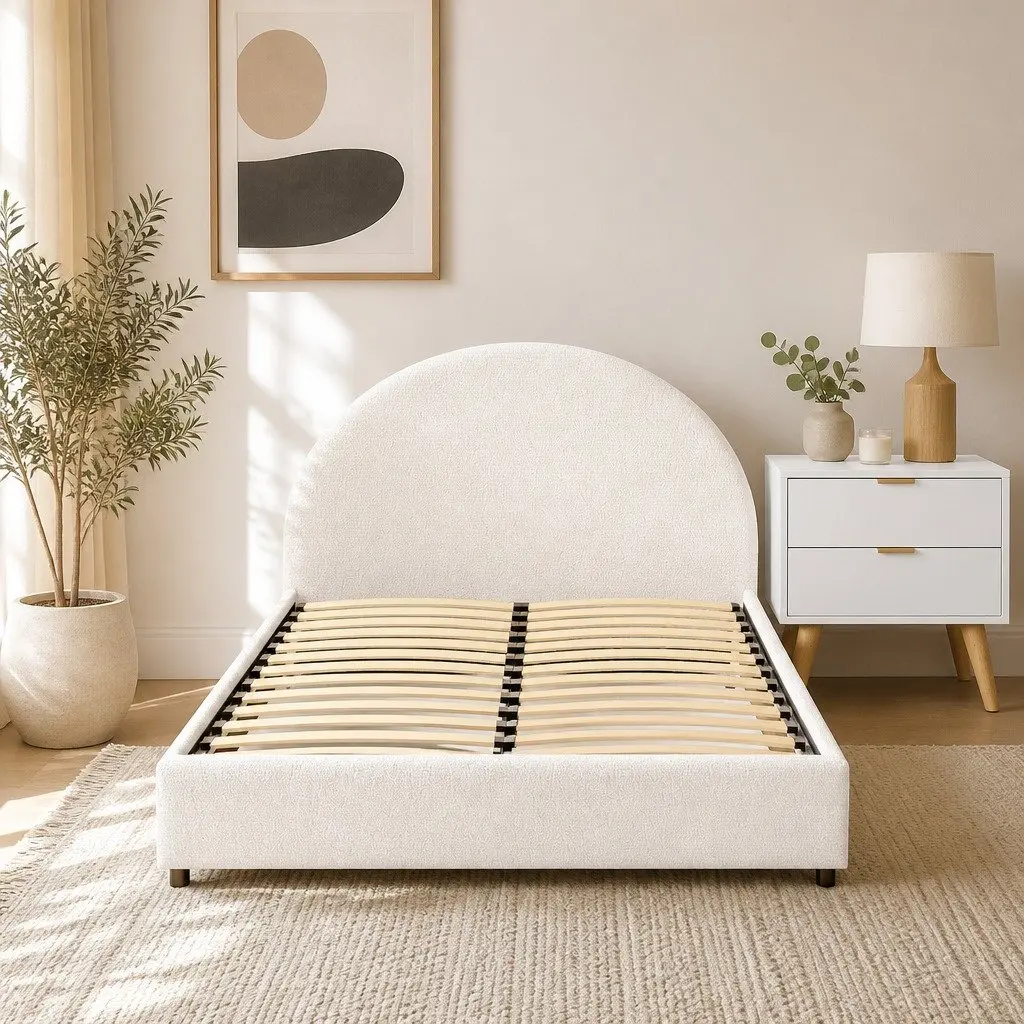 Queen Bed Frame and Storage Nightstand Set