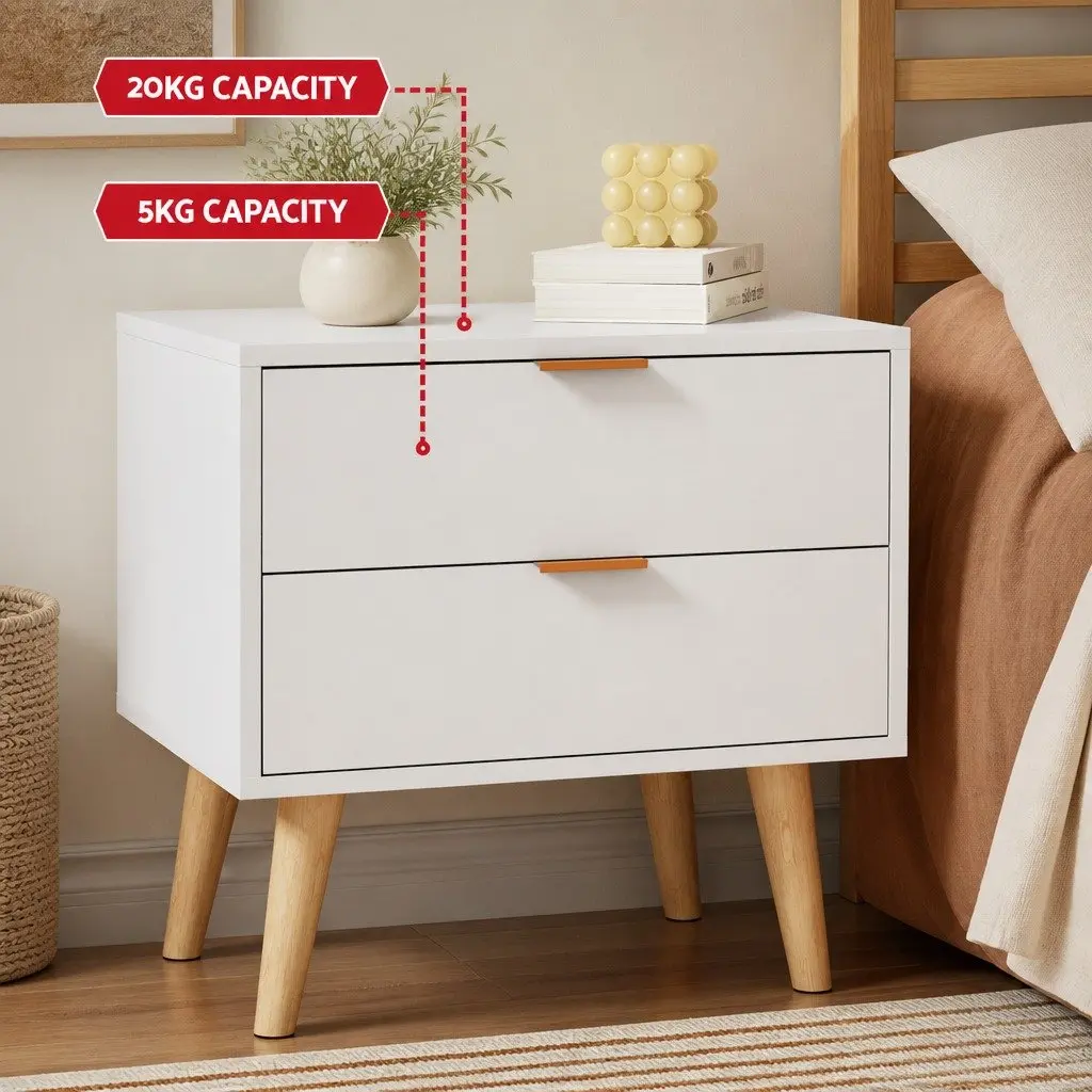Queen Bed Frame and Storage Nightstand Set
