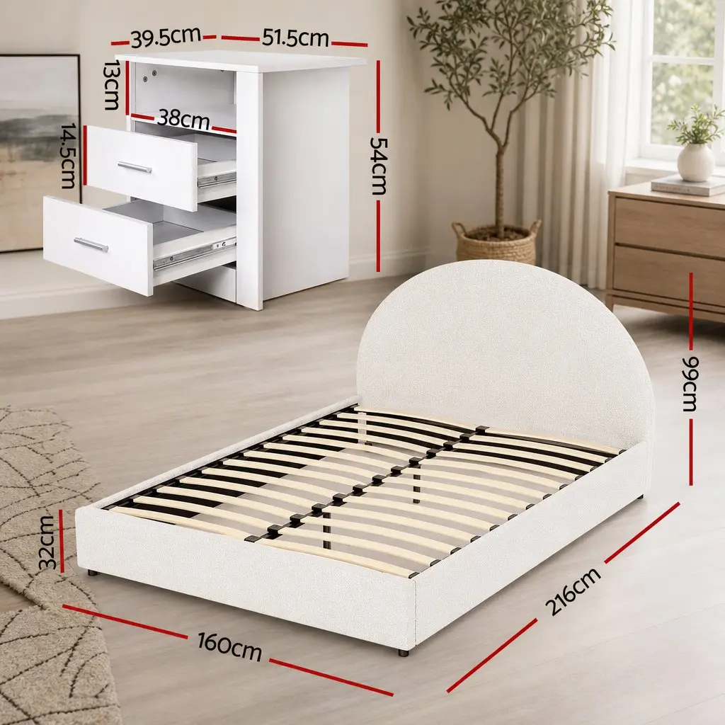Queen Bed Frame with Storage & Nightstand
