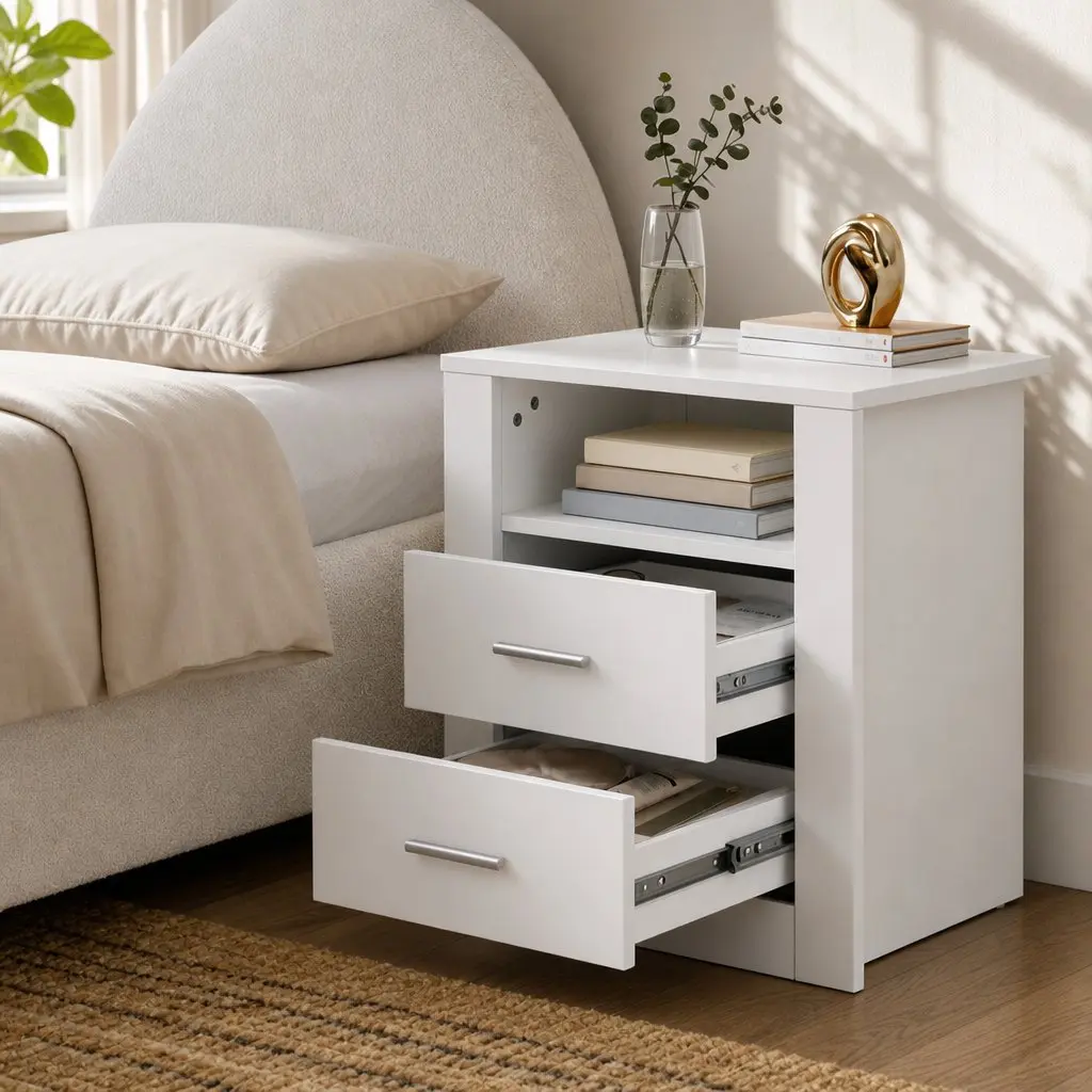 Queen Bed Frame with Storage & Nightstand