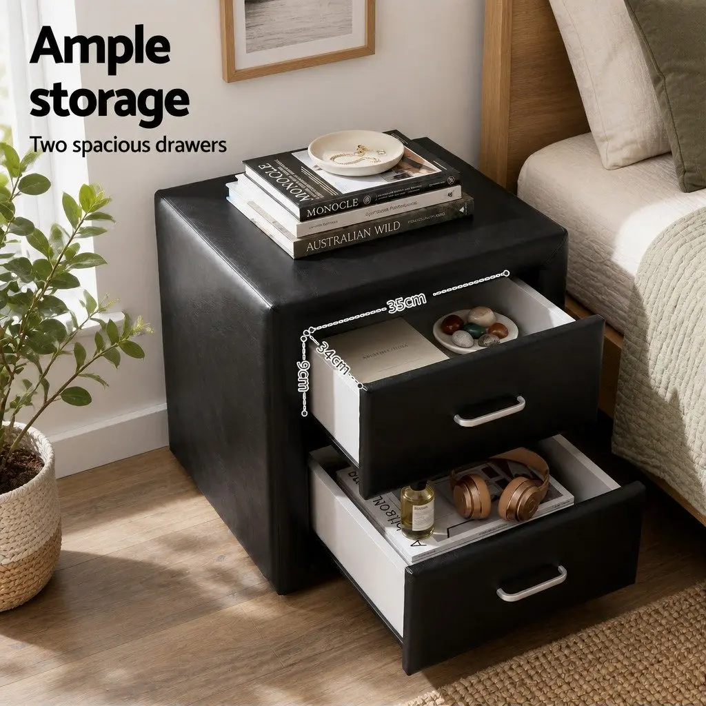 King Single Bed Frame Gas Lift Storage with Bedside Table Set White Black