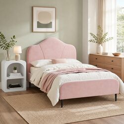 Friendly Pink Velvet King Single Bed Frame for You