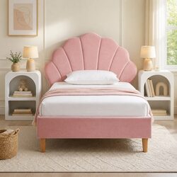 King Single Bed Frame & Two White Bedside Tables