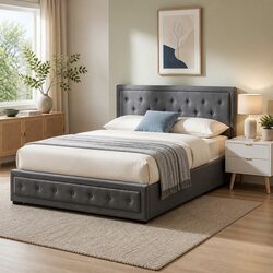 Friendly Queen Gas Lift Bed Frame and 2-Drawer Table Set