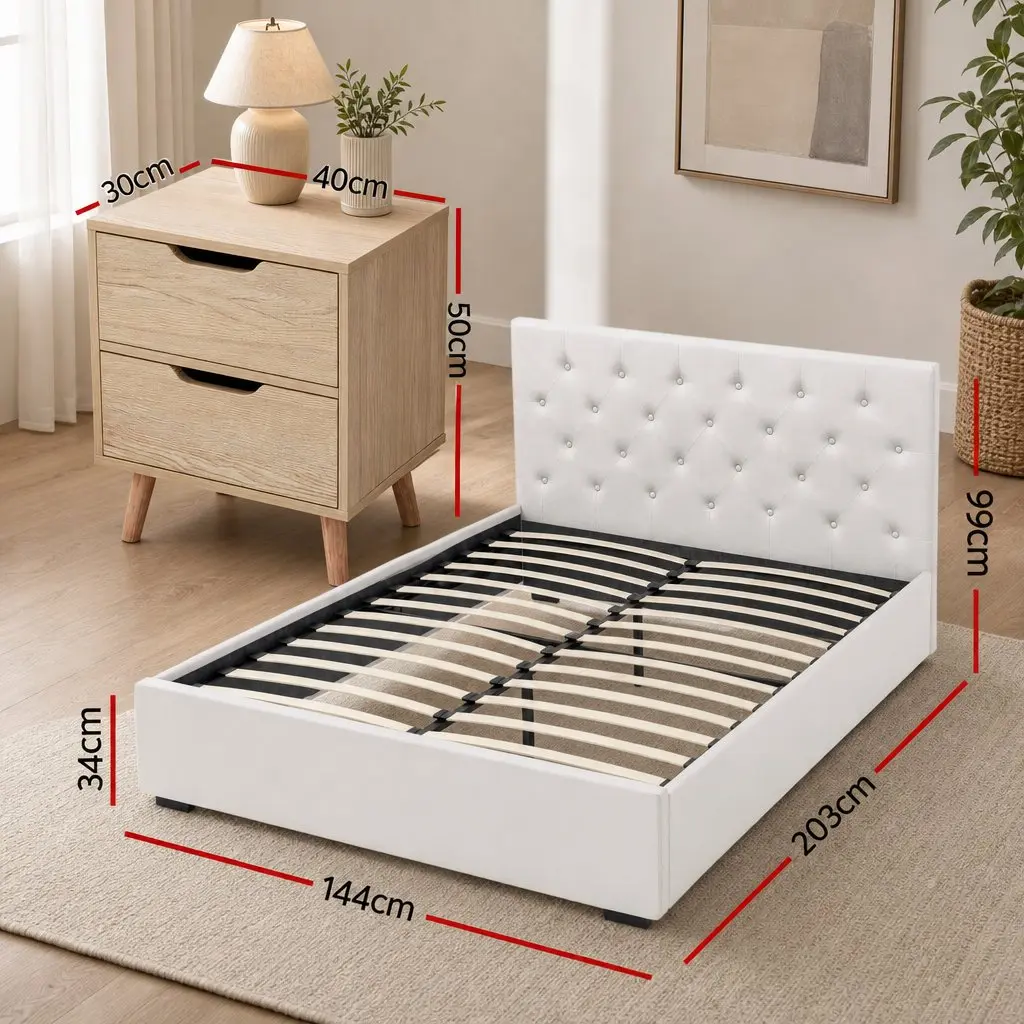 Double Bed Frame with Storage and Nightstand