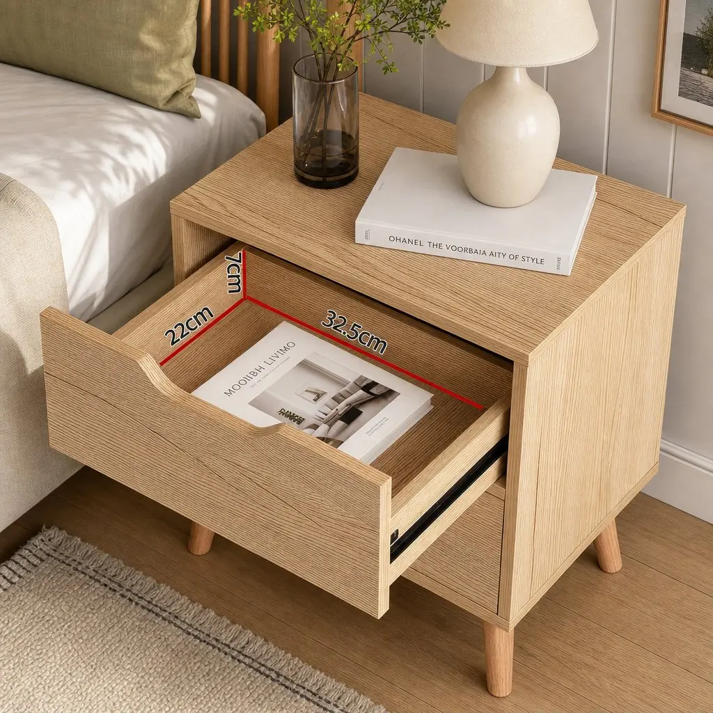 Double Bed Frame with Storage and Nightstand