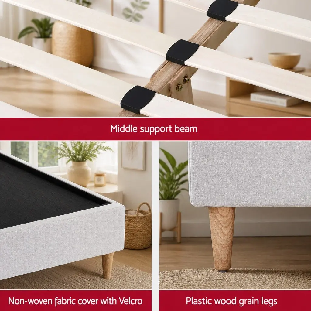 Queen Bed Frame Velvet Scalloped Headboard with Under Bed Storage Wooden Slat Platform
