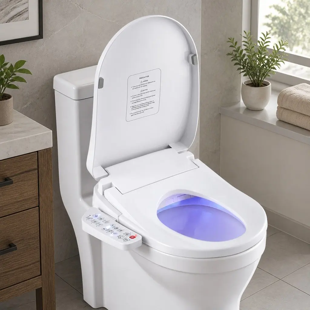 Electric Bidet Toilet Seat Cover Heated Warm Water Dryer LED Night Light White