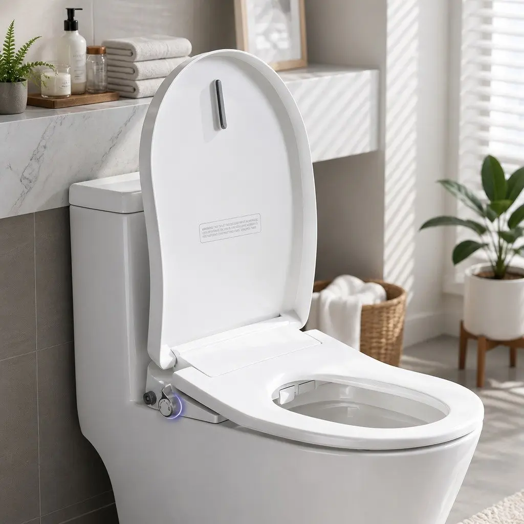 Electric Bidet Toilet Seat D-Shape White Warm Water Air Dryer Heated Seat