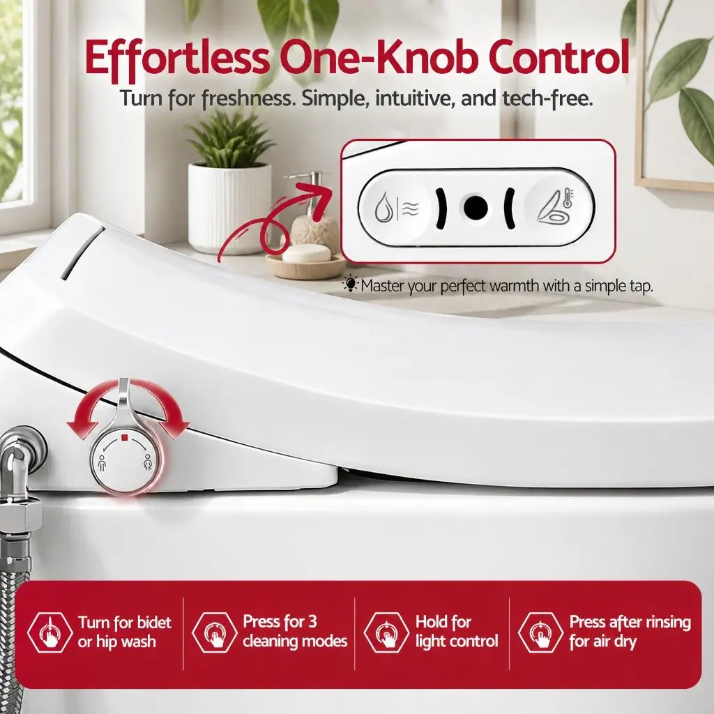 Electric Bidet Toilet Seat D-Shape White Heated Seat Warm Water Air Dryer