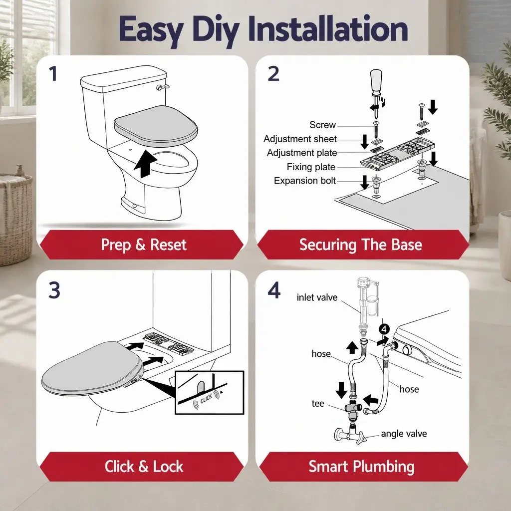 Electric Bidet Toilet Seat D-Shape White Heated Seat Warm Water Air Dryer
