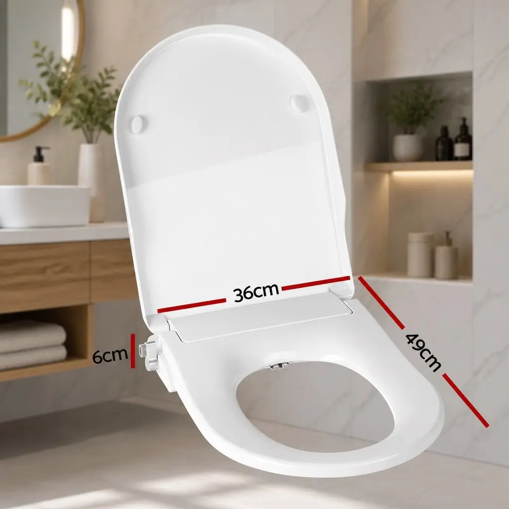 Non Electric Bidet Toilet Seat Cover White Auto Water Wash Dry Self Cleaning
