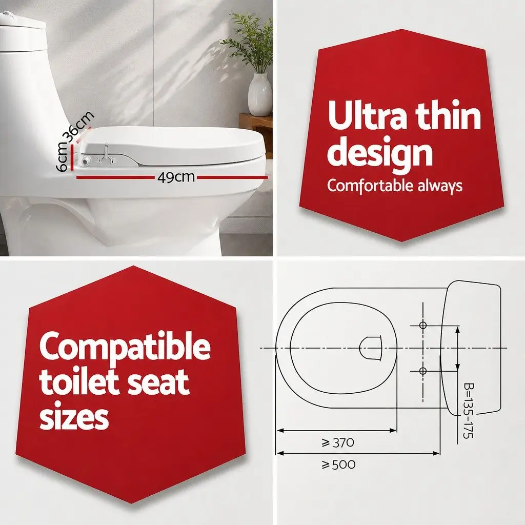 Non Electric Bidet Toilet Seat Cover White Auto Water Wash Dry Self Cleaning