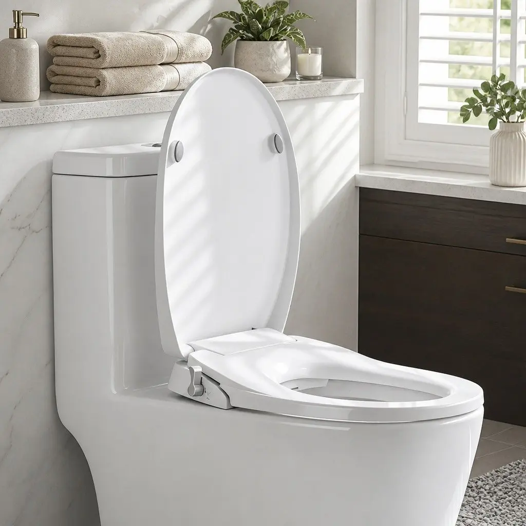 Non-Electric Bidet Toilet Seat O-Shape Dual Nozzle Soft Close Quick Release DIY