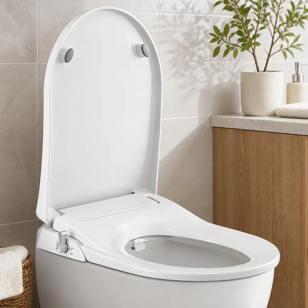 Non-Electric Bidet Toilet Seat D-Shape Dual Nozzle Soft Close Quick Release DIY
