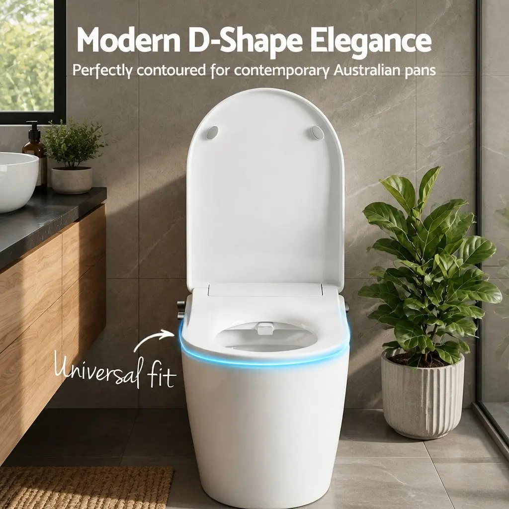 Non-Electric Bidet Toilet Seat D-Shape Dual Nozzle Soft Close Quick Release DIY