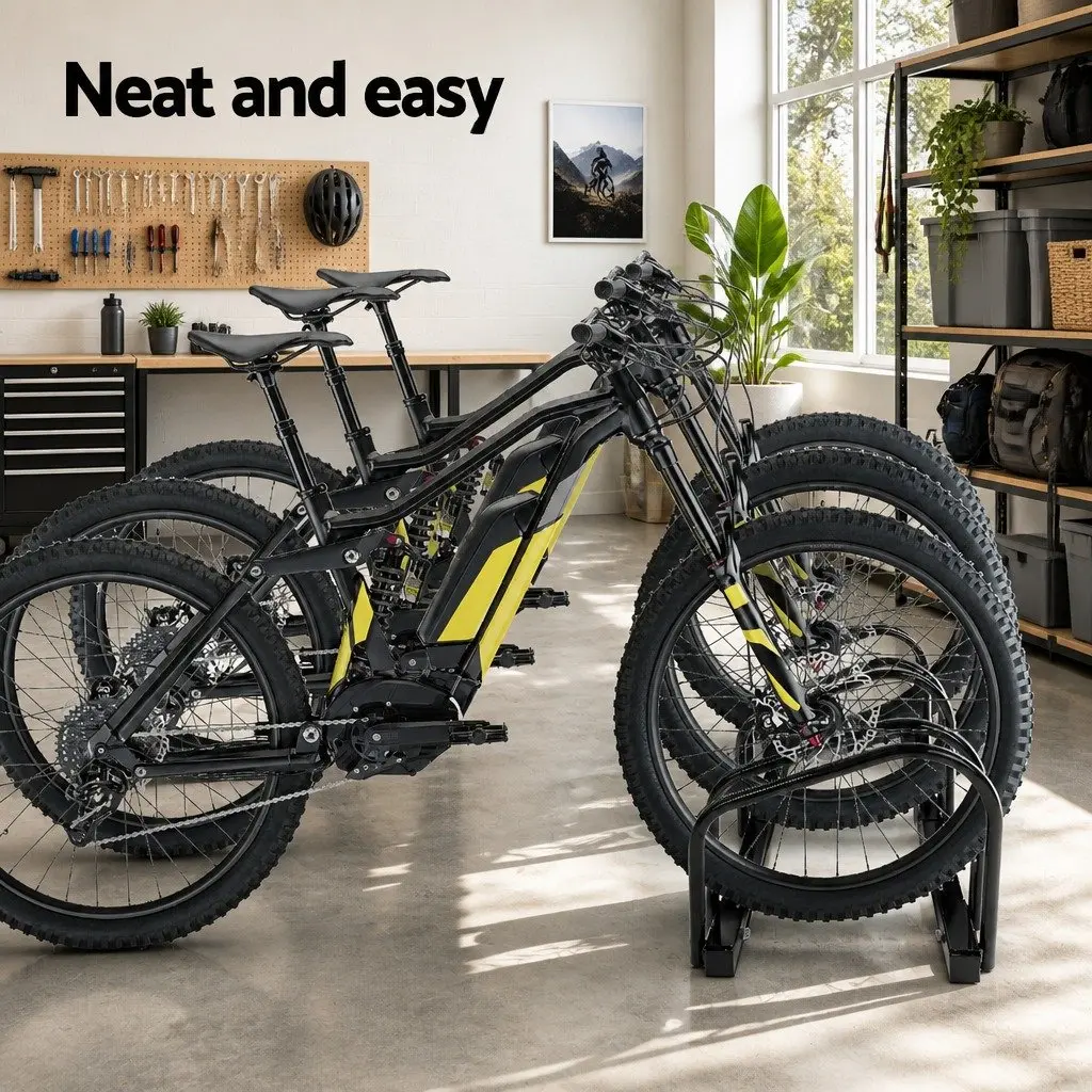 Bicycle Stand Rack Freestanding Portable Steel Storage for 3 Bikes Black