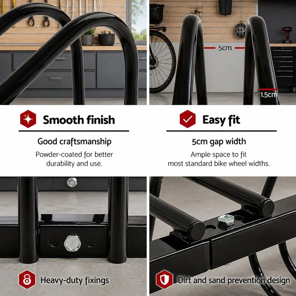 Bike Stand Rack Floor Parking Holder Storage For 4 Bicycles Cycling Black Steel